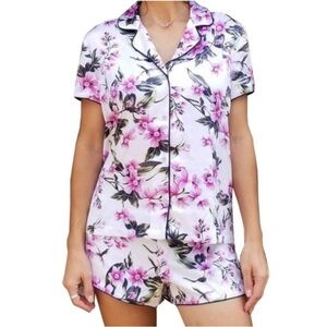 Victoria's Secret White and Pink Floral Pajama Set